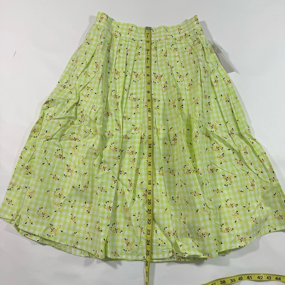ModCloth Imagine the Possibilities Skirt Green Check Floral - Picture 7 of 7